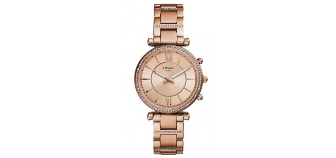 Amazon: Montre connectée Hybride Carlie Fossil en Acier Inoxydable - Or Rose à 99€