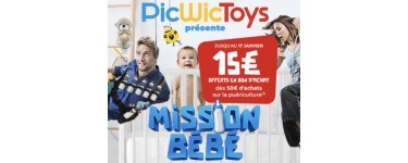 PicWicToys: 15€ offerts en bon d'achat dès 50€ d'achats sur la puériculture (hors jouets)