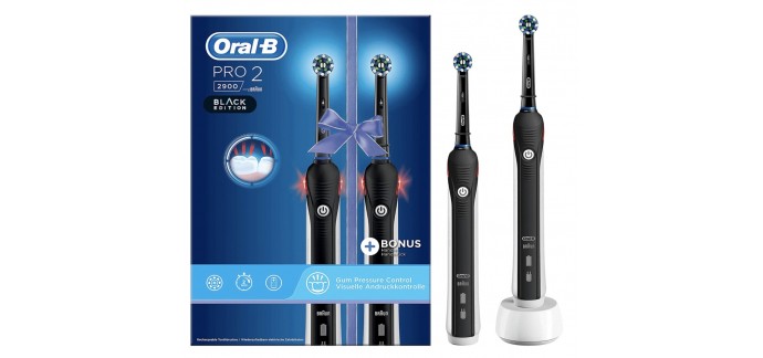 Amazon: Lot de 2 brosses à dents électriques rechargeables Braun Oral-B Pro 2 - 2900 à 49,99€