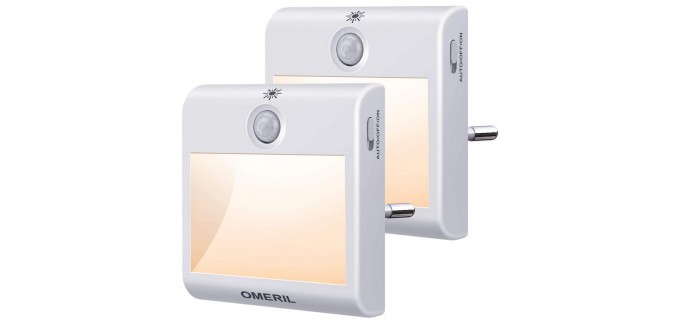 Amazon: Lot de 2 Veilleuses LED OMERIL avec Détecteur de Mouvement et Capteur de Lumière à 13,63€