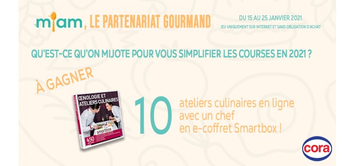 Cora: 10 coffrets Smartbox "Oenologie et ateliers culinaires" à gagner