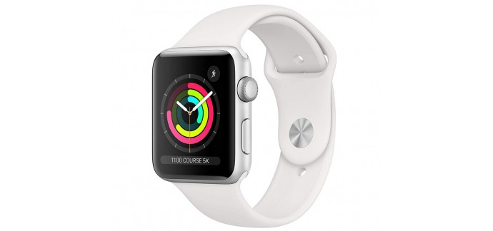 Amazon: Apple Watch Series 3 GPS boîtier en aluminium argent de 42mm avec Bracelet Sport blanc à 229,99€