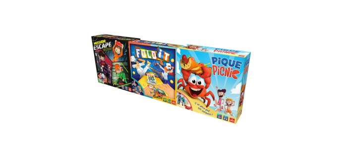 King Jouet: Coffret 3 jeux de société : Pique picnic - Fold It - Mission Escape à 9,99€