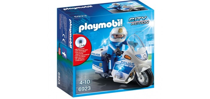 Amazon: Playmobil Moto de Policier avec Gyrophare - 6923 à 8,99€