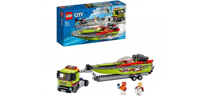 Amazon: LEGO City Camion à remorque et bateau de course 60254 à 24,49€