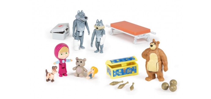 Amazon: Coffret Masha et Michka 7 Figurines + Accessoires à 8€
