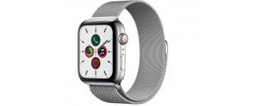 Amazon:  Apple Watch Series 5 (GPS + Cellular, 44 mm) Boîtier en Acier Inoxydable - Bracelet Milanais à 597€