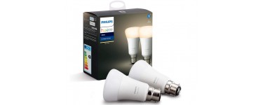 Amazon: Pack de 2 ampoules LED connectées Philips Hue White B22 à 22,82€