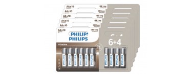 Fnac: Lot de 40 piles alcalines Philips AA ou AAA 4 packs de 6+4 à 8,99€