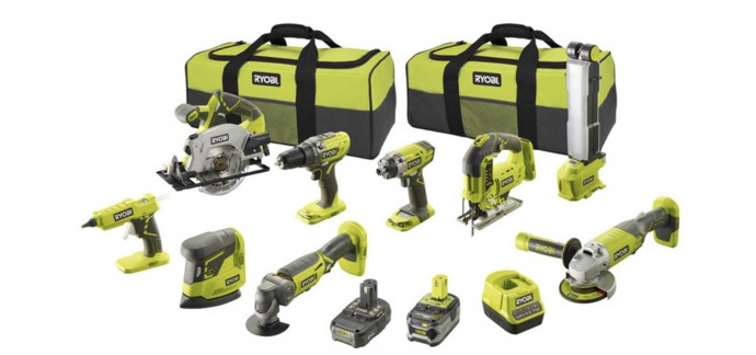 Brico Privé: Pack de 9 outils Ryobi + 2 batteries + 2 sacs de transport + chargeur à 699,99€