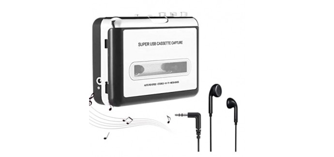 Amazon: Magnétophone Portable et Cassette Audio convertisseur MP3 à 19,99€