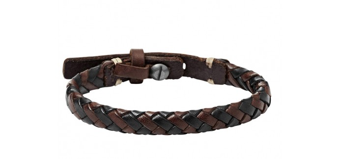 Amazon: Bracelet Fossil Homme marron en cuir tressé JA5932716 à 30,55€