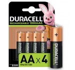 Amazon: Pack de 4 Piles Rechargeables Duracell AA 1300 Mah à 6,79€