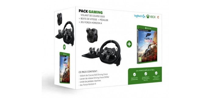 Cdiscount: Pack LOGITECH Volant G920 + Forza Horizon 4 + Shifter sur Xbox One à 249,99€