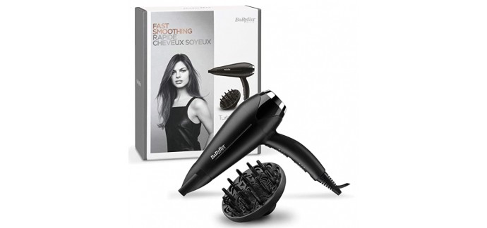 Amazon: Sèche-cheveux BaByliss Turbo Smooth 2200 avec Technologie Ionique et Céramique - D572DE à 23,12€