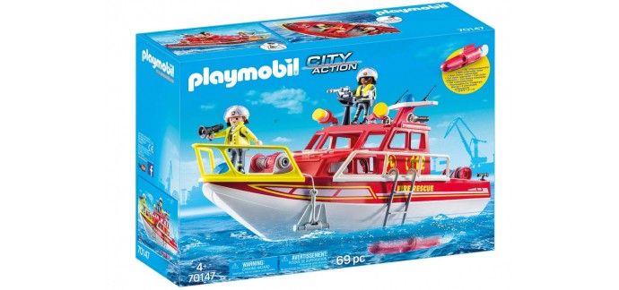 Amazon: Playmobil Bateau de Sauvetage et Pompiers - 70147 à 21,99€
