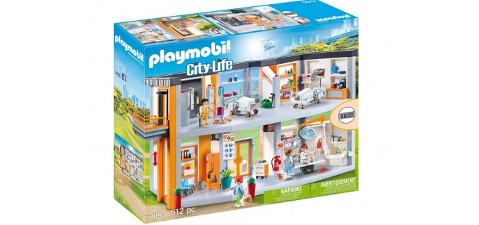 Amazon: Playmobil Hôpital Aménagé - 70190 à 106,99€