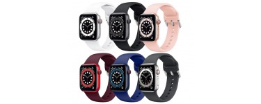 Amazon: Bracelet compatible Apple Watch 38mm/40mm en silicone - Lot de 6 à 12,74€