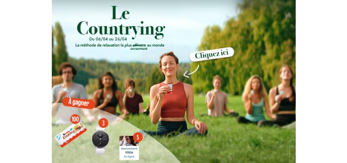 Kinder: 3 montres Withings, 5 abonnements de yoga en ligne, 100 Kinder Country à gagner