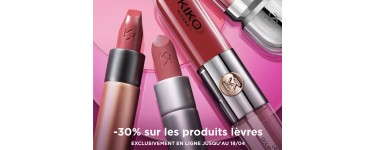 Kiko: 30% de réduction sur les produits lèvres