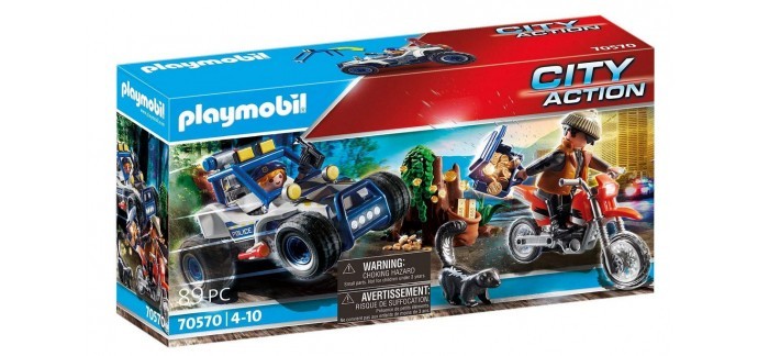 Amazon: Playmobil Policier avec voiturette et voleur à moto - 70570 à 14,69€