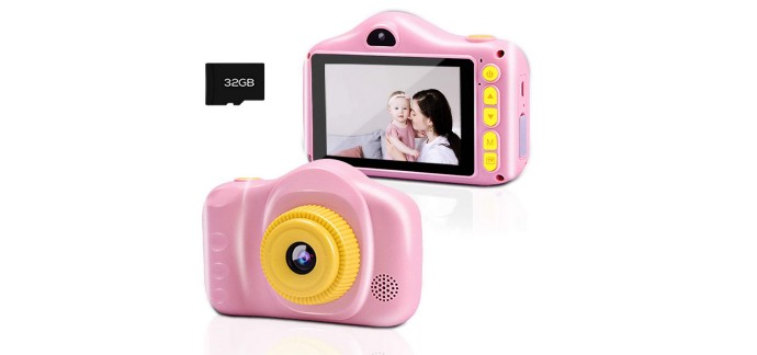 Amazon: Appareil photo numérique enfants Chalpr - 3,5 Pouces, 30MP, carte SD 32Go à 25,49€
