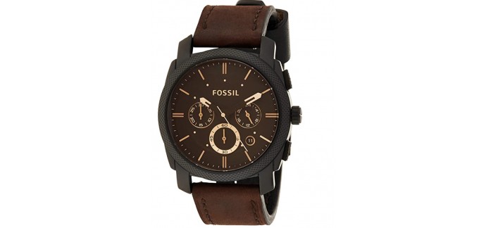 Amazon: Montre chronographe Fossil FS4656IE en cuir Brun pour Homme à 119,25€