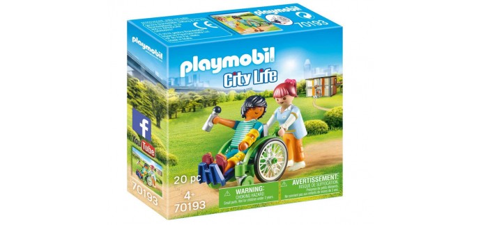 Amazon: Playmobil Patient en Fauteuil Roulant - 70193 à 7,90€