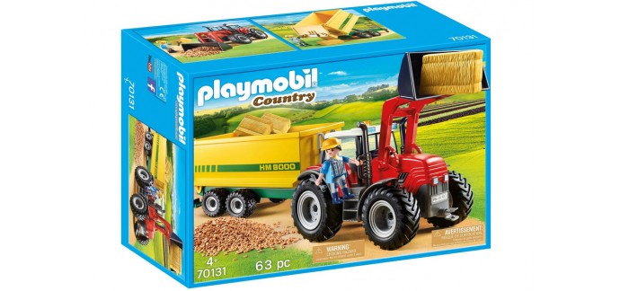Amazon: Playmobil Grand Tracteur avec Remorque - 70131 à 32,90€