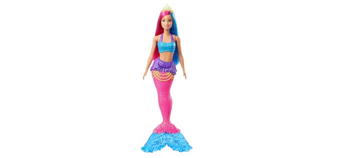 Amazon: Poupée Dreamtopia Barbie sirène aux cheveux roses et bleus à 15€