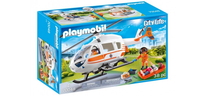 Amazon: Playmobil Hélicoptère de Secours - 70048 à 27,99€