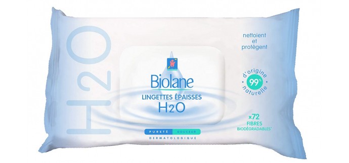 Amazon: 72 lingettes bébé nettoyantes épaisses H2O Biolane à 1,99€
