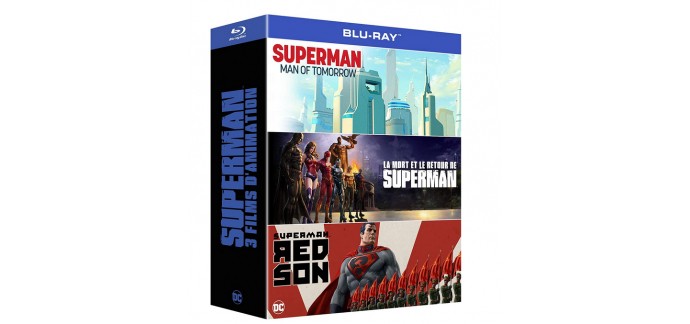 Amazon: Coffret Blu-Ray 3 films d'animation Superman à 13,72€