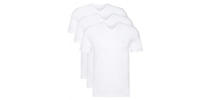 Amazon: Lot de 3 T-Shirts BOSS en Coton à col V Homme (Taille S) à 29,32€ 