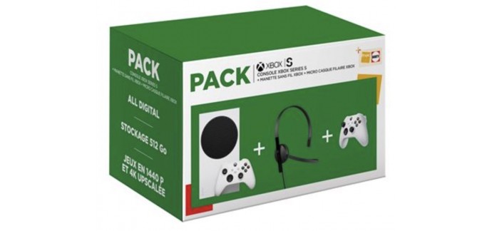 Fnac: Console Microsoft Xbox Series S Blanc + 2e manette + Micro-casque à 329,99€