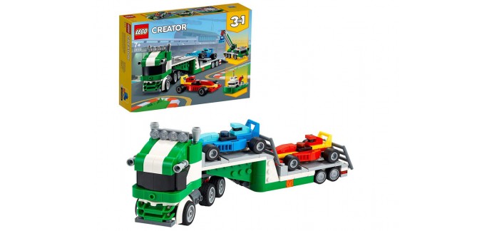 Amazon: LEGO Creator 3en1 Le Transporteur de Voitures de Course - 31113 à 19,99€