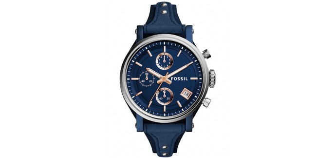 Amazon: Montre Fossil Original Boyfriend Sport chronographe en cuir bleu - ES4113 à 93,46€
