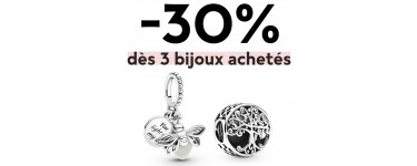 Pandora: -30% dès 3 bijoux achetés ou -20% pour 2