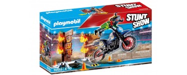 Amazon: Playmobil Stuntshow Moto-Cross avec 1 Personnage Cascadeur et 1 Mur de Feu - 70553 à 8,53€