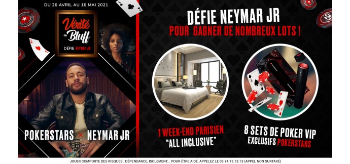 beIN SPORTS: 1 lot pour 1 séjour de 3 nuits dans un hôtel à Paris + transport et repas + 8 kit de poker à gagner
