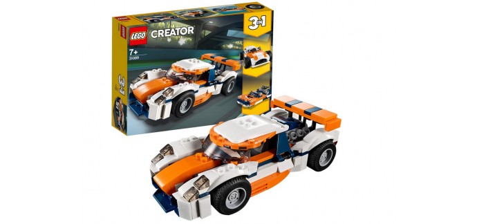 Amazon: LEGO Creator La Voiture de Course Sportive et Bateau à Moteur 3en1 - 31089 à 15,99€