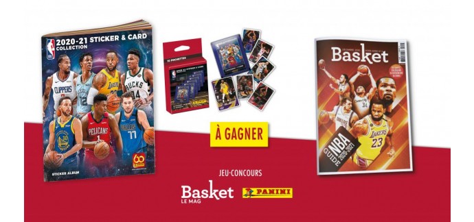 Basket le Mag: 10 lots comportant 1 album Panini "NBA 2020-21" + 65 stickers + 13 cartes + 1 guide à gagner