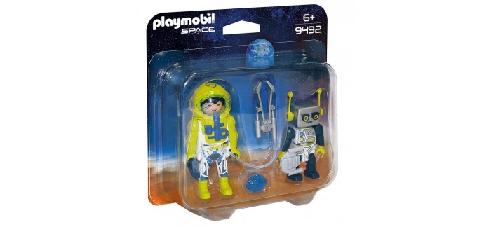 Amazon: Playmobil Duo Spationaute et Robot - 9492 à 4,23€