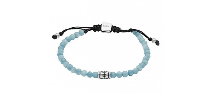 Amazon: Bracelet homme Fossil perles de jade teintées bleues - JF03407040 à 17€