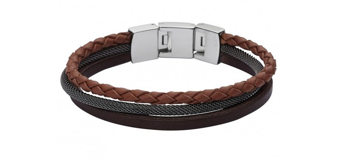 Amazon: Bracelet homme Fossil multi-tour Retro Pilot - JF02213040 à 45,32€