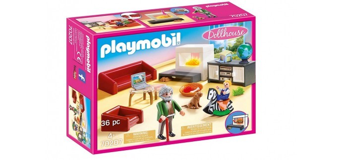 Amazon:  Playmobil Salon avec Cheminée - 70207 à 17,90€