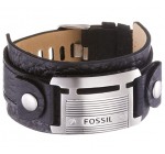 Amazon: Bracelet Fossil Homme manchette en cuir noir - JF84816040 à 34€