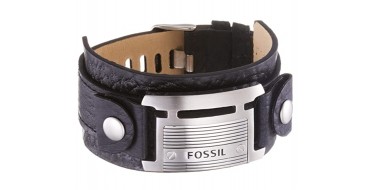 Amazon: Bracelet Fossil Homme manchette en cuir noir - JF84816040 à 34€