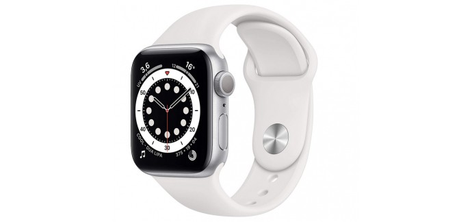 Amazon: Apple Watch Series 6 (GPS, 40 mm) Boîtier en Aluminium Argent, Bracelet Sport Blanc à 399€