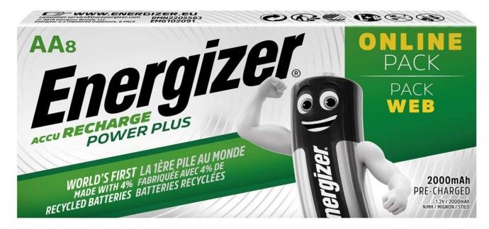 Amazon: Lot de 8 Piles Rechargeables AA Energizer Recharge Power Plus à 12,40€